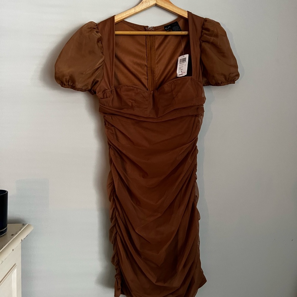 Brown Ruched Dress